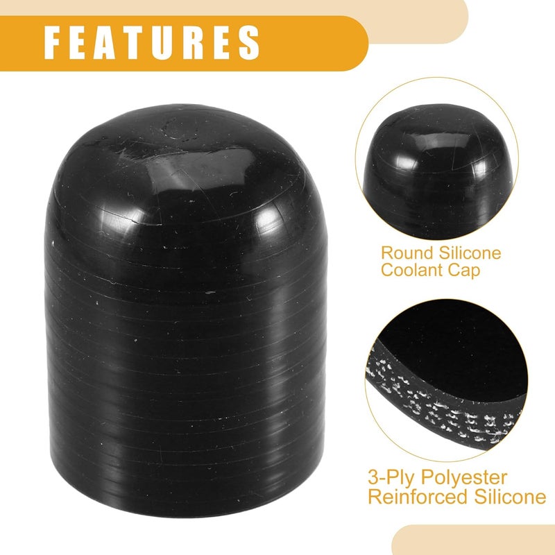 Partuto 1Pc 40mm 1.57" ID Universal Silicone Coolant Cap Intake Vacuum Hose End Plug - Car for Coolant Heater Bypass Vacuum Water Port - Silicone Black - Image 5